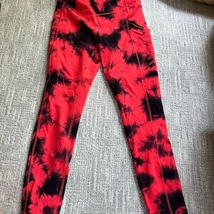 Lululemon Athletica Red and Black Tie-Dye Leggings